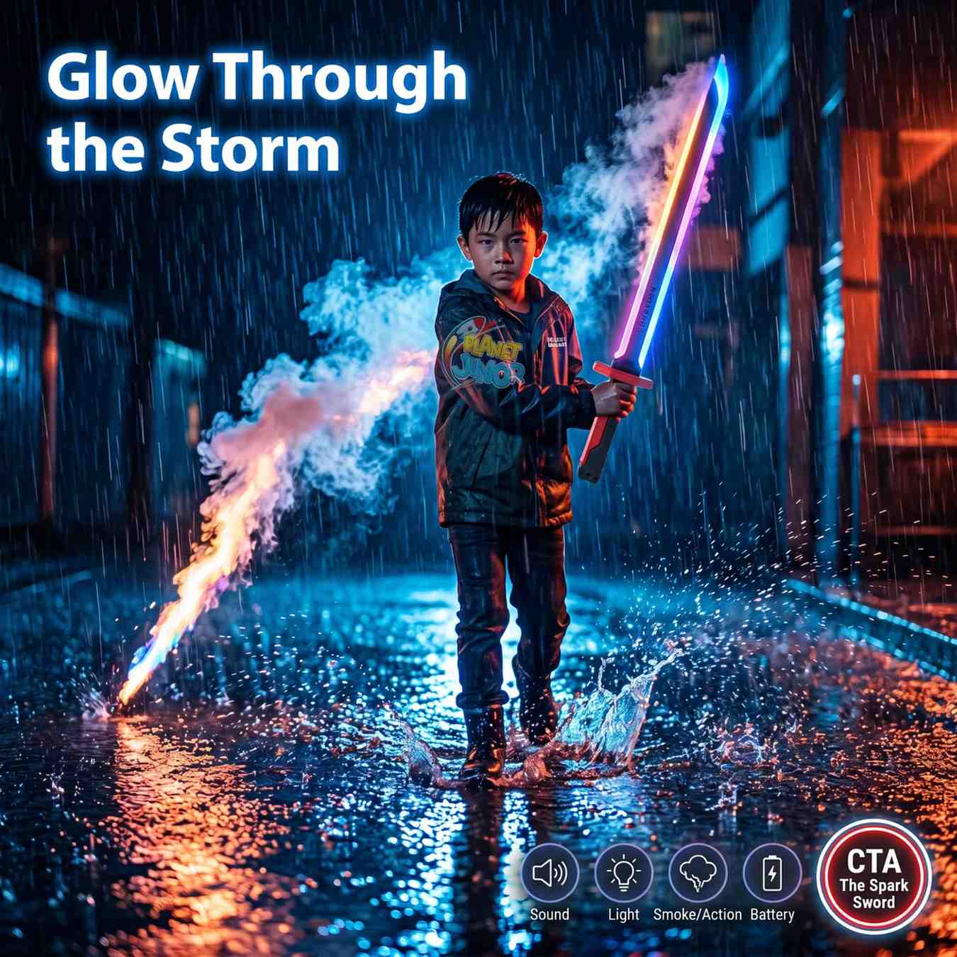 Kids Multi-Color Battle Laser Sword With Smoke