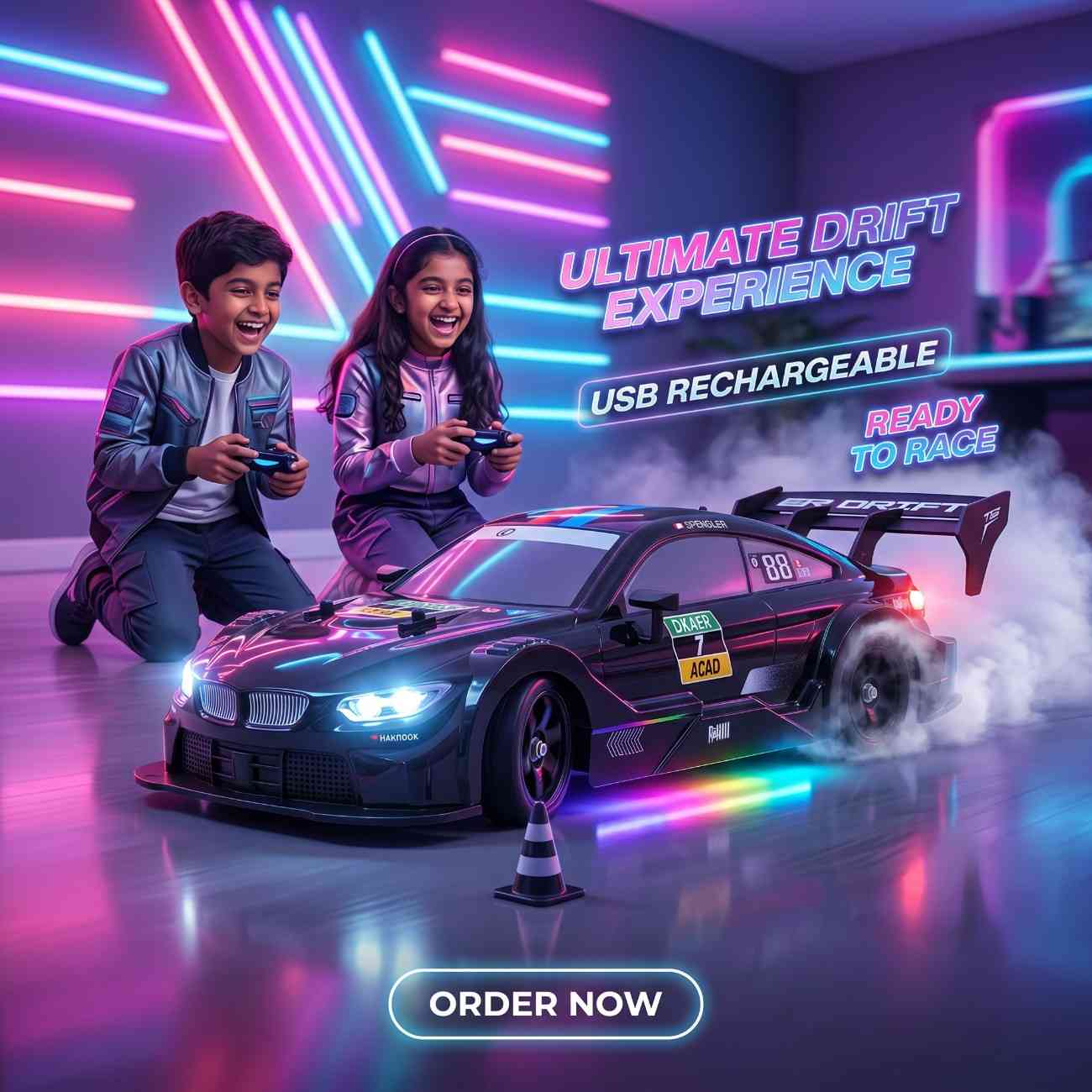 30KM/H RC Drift Racing Car 1:16 – LED Lights + Drift Kit