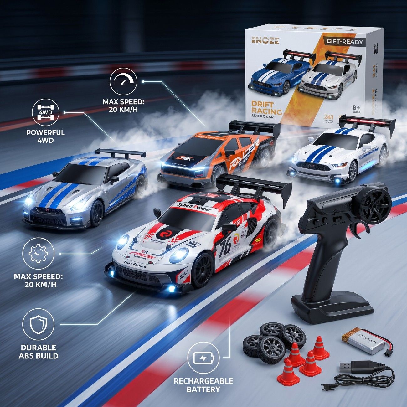 1.24 Scale High-Speed 4WD RC Drift Car 20KMH