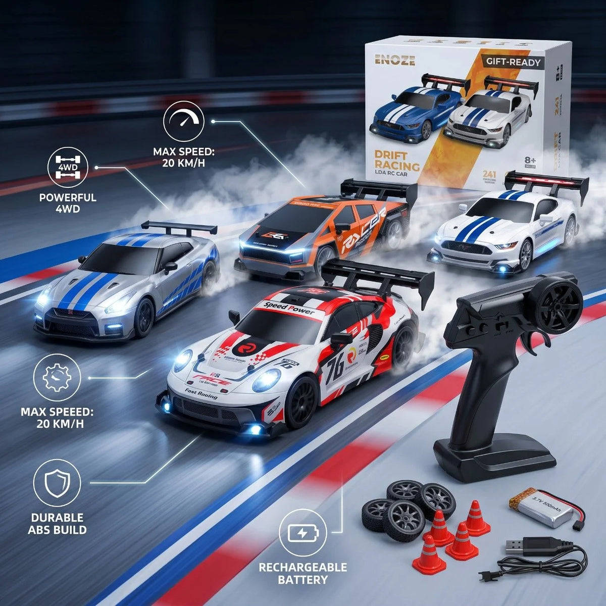 1.24 Scale High-Speed 4WD RC Drift Car 20KMH