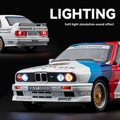 1/24 M3 E30 1988 Mpower Floral Version Alloy Diecast Painting Car Model Sound Light Private Collectibles Decorative Gifts