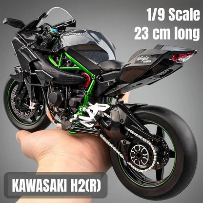 1/9 KAWASAKI H2R Ninja Motorcycle - Diecast Metal Large Size Model Racing Sound & Light Collection Gift Boy Children