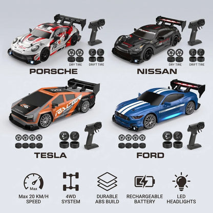 1.24 Scale High-Speed 4WD RC Drift Car 20KMH
