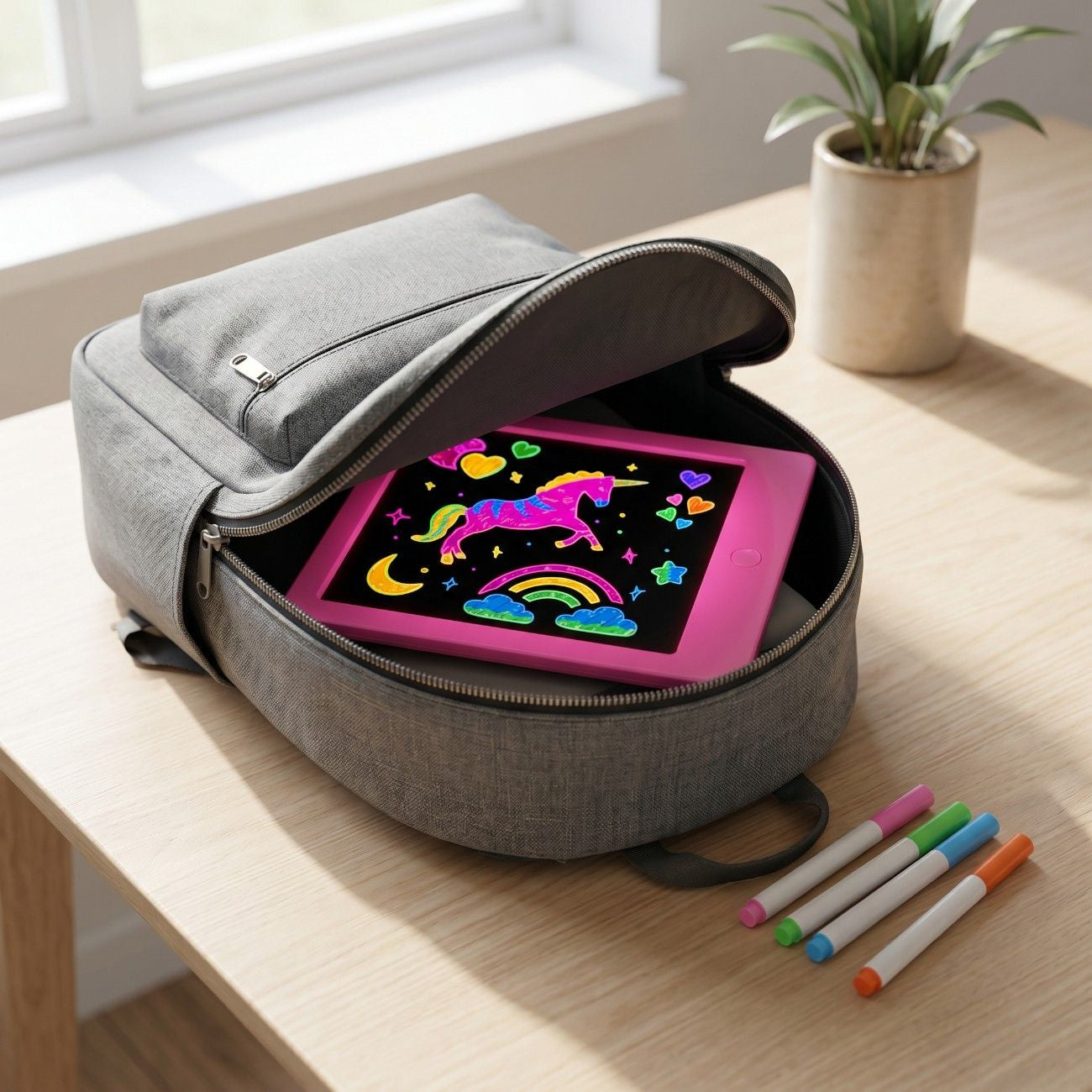 Creative Neon Colorful Light LCD Drawing Tablet 10.7" – Reusable Writing & Learning Pad for Kids