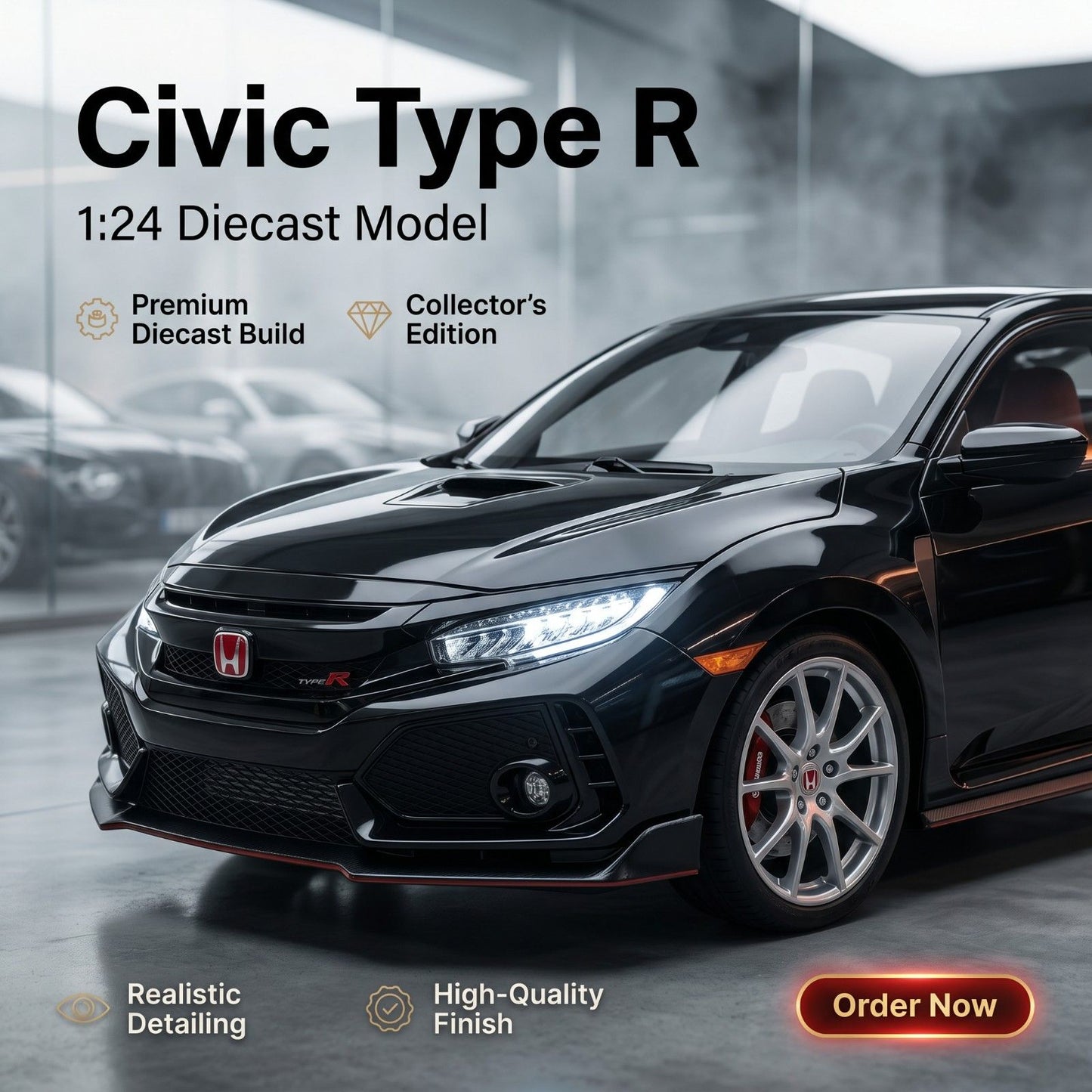 Premium Diecast Honda Civic Type-R Model Car – Collector Edition Alloy (1:24 Scale)