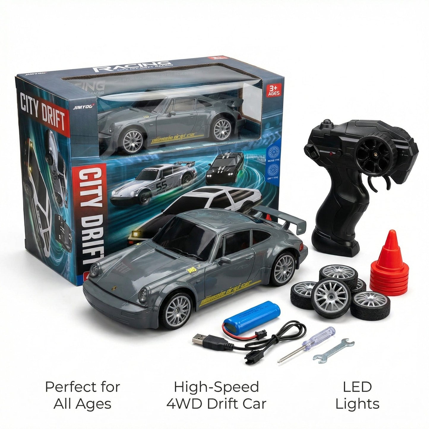 Porsche 911 1:24 Scale High-Speed 4WD RC Drift Car 20KMH