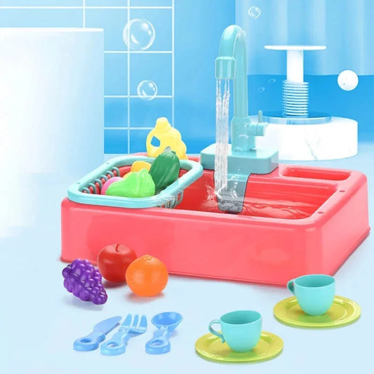 Kids Electric Sink Toys Fun Kitchen Play Water Spray Dishwashing Table Simulation Cycle Out Of Water Play House Toy Gift