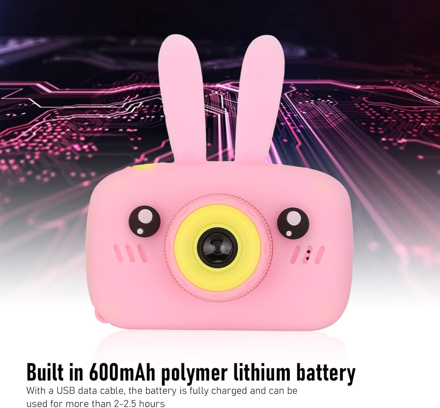 Cute Rabbit-Shaped Digital Camera for Toddlers with 2-Inch LCD Display