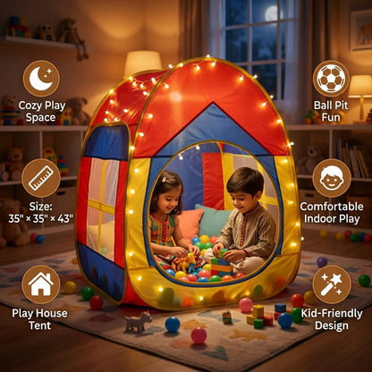 Kids Play Tent House - Foldable Indoor Outdoor Playhouse
