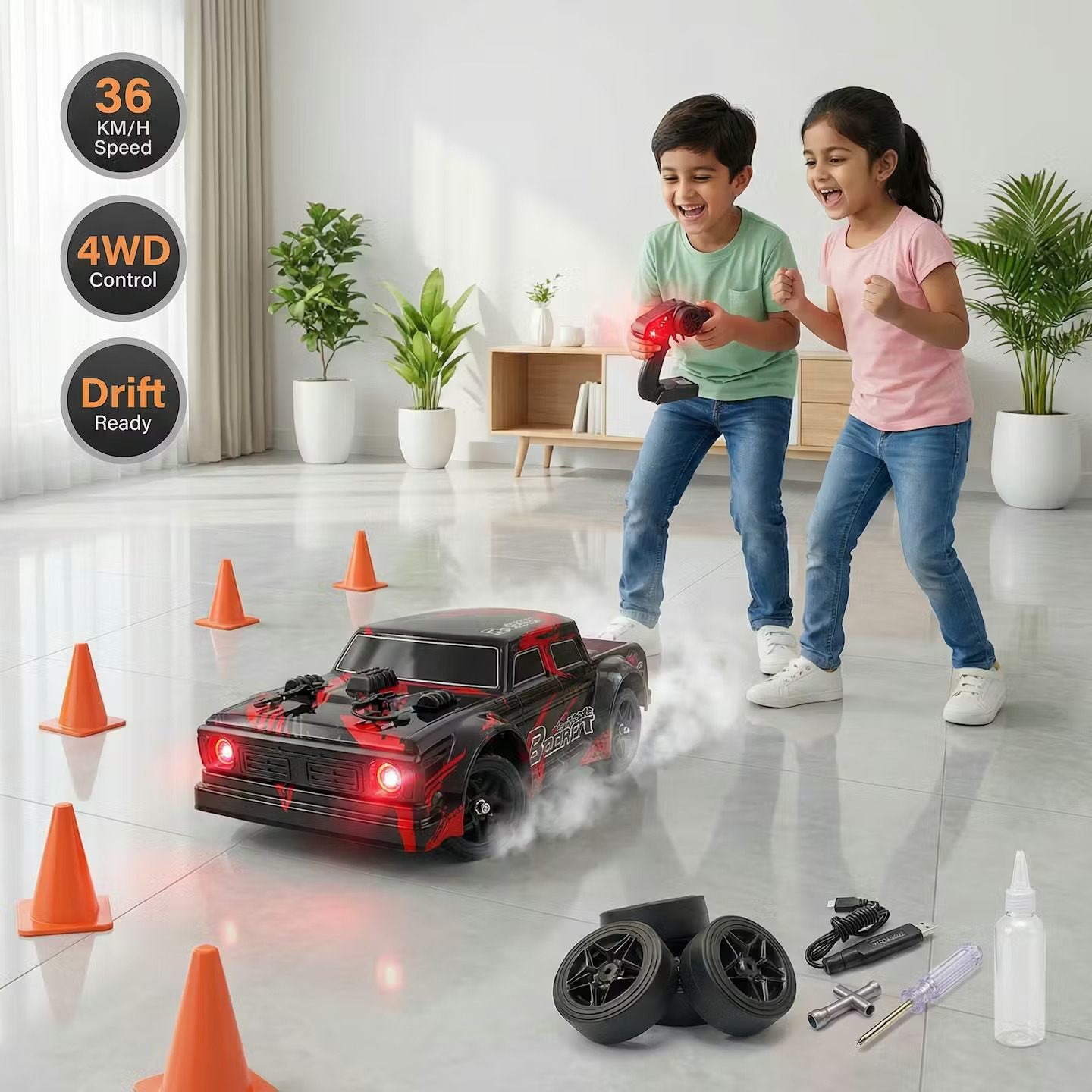 Ejector Rocket 1:16 Scale RC Drift Car – 36KMH High-Speed 4WD Remote Control Racing Car (RTR)