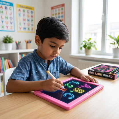 Creative Neon Colorful Light LCD Drawing Tablet 10.7" – Reusable Writing & Learning Pad for Kids