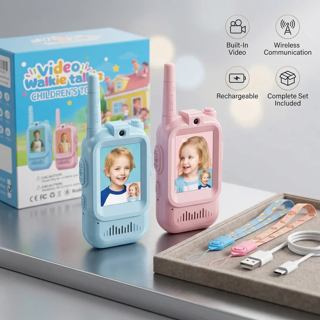 2Pcs Rechargeable Kids Video Walkie Talkie