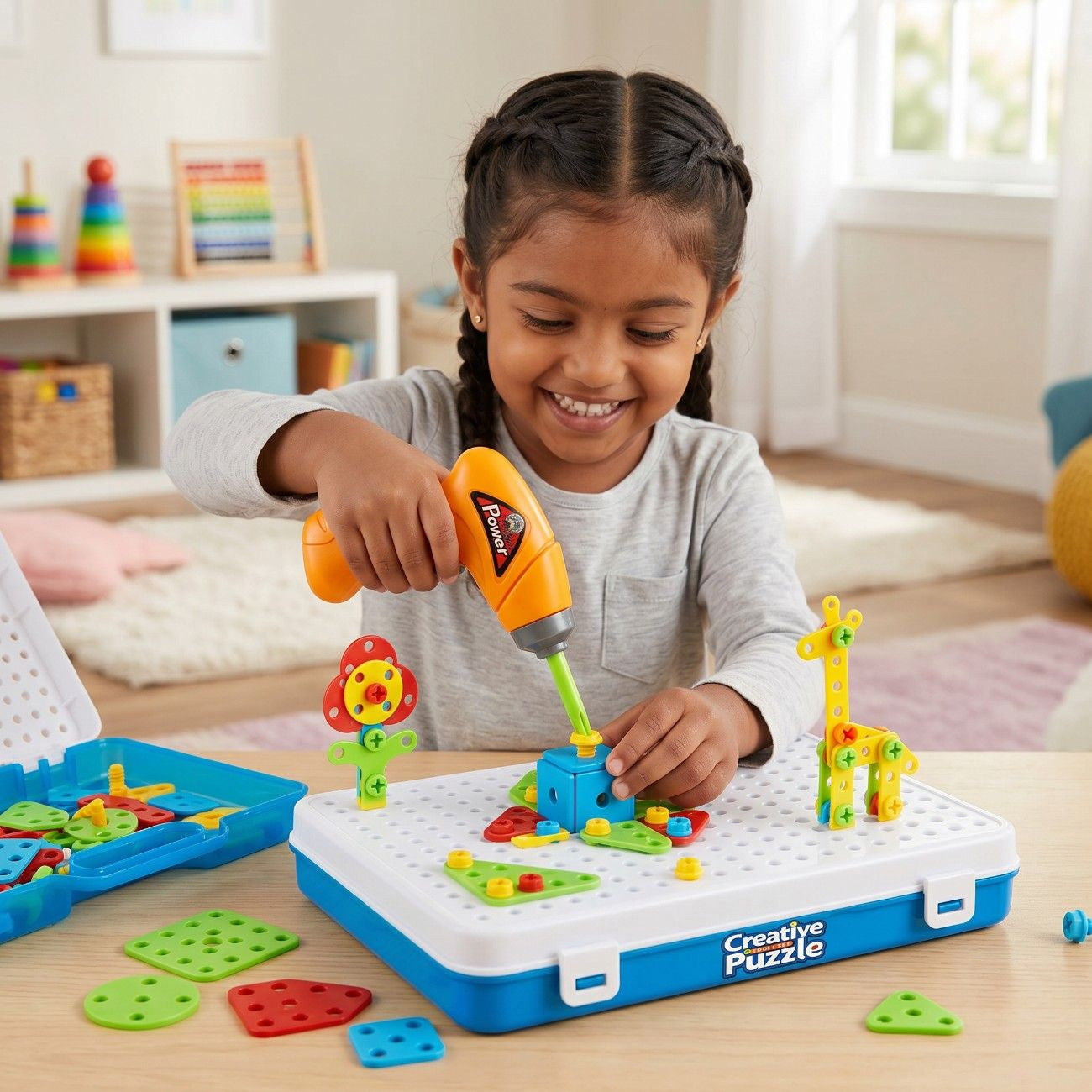 Creative Tool Set Puzzle Toy – DIY Building & Screw Tool STEM Educational Set for Kids