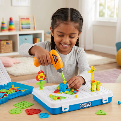 Creative Tool Set Puzzle Toy – DIY Building & Screw Tool STEM Educational Set for Kids