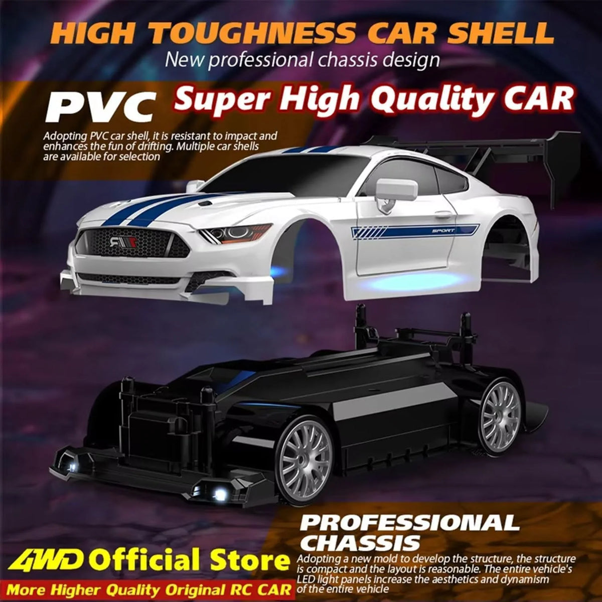 1.24 Scale High-Speed 4WD RC Drift Car 20KMH