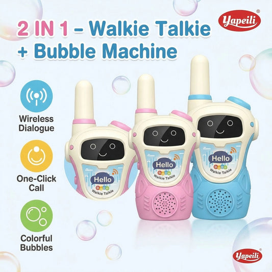 Kids Walkie Talkie Intercom – Two Way Radio with Bubble Machine