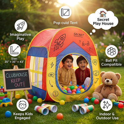 Kids Play Tent House - Foldable Indoor Outdoor Playhouse