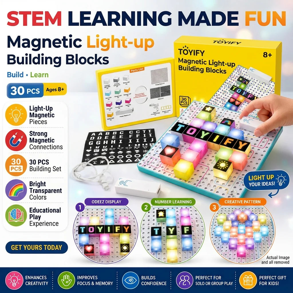 30Pcs Touch Light-Up Magnetic Building Blocks