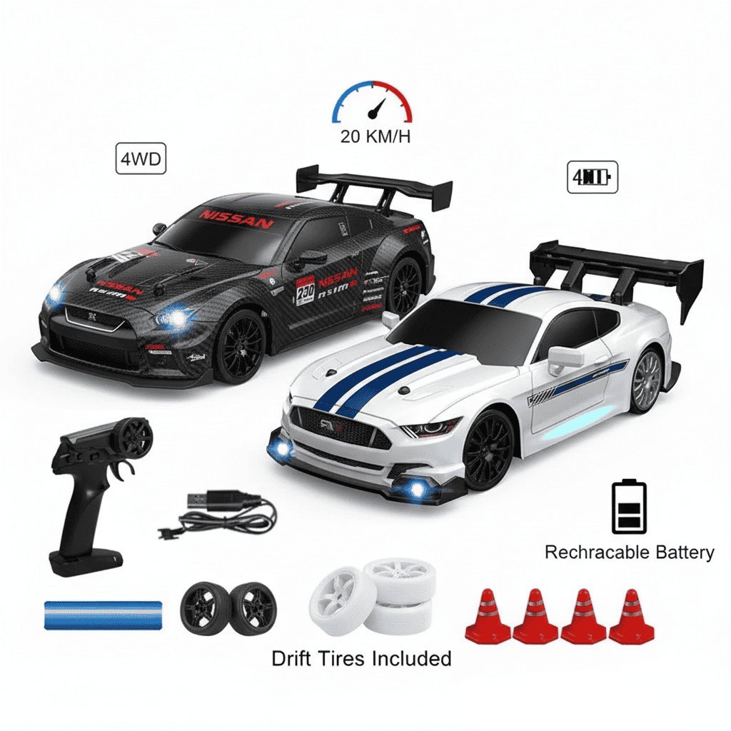 1.24 Scale High-Speed 4WD RC Drift Car 20KMH
