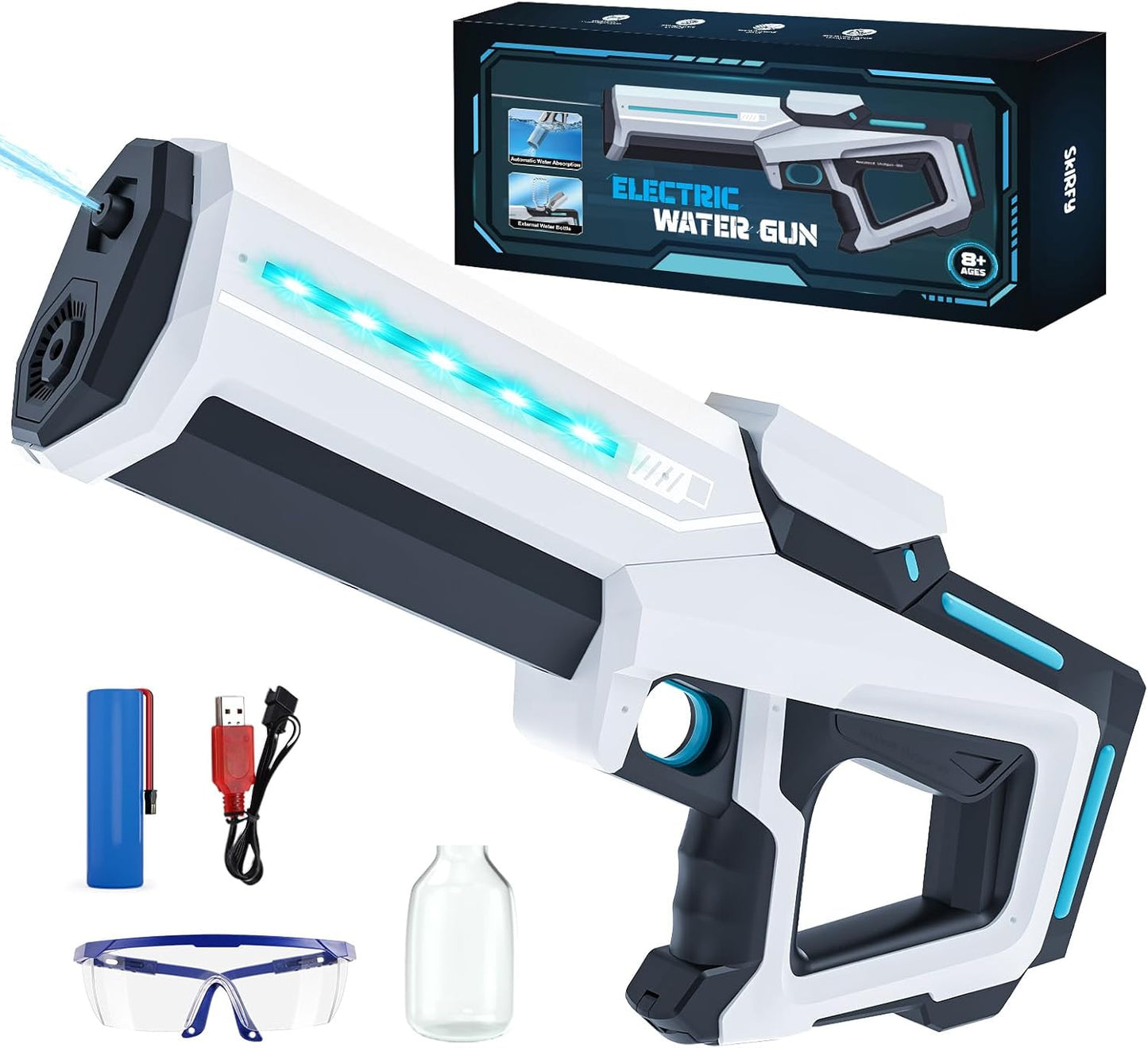 Electric Water Gun for Adults Kids,32ft Range,Battery-Powered Squirt Toy with Tank,