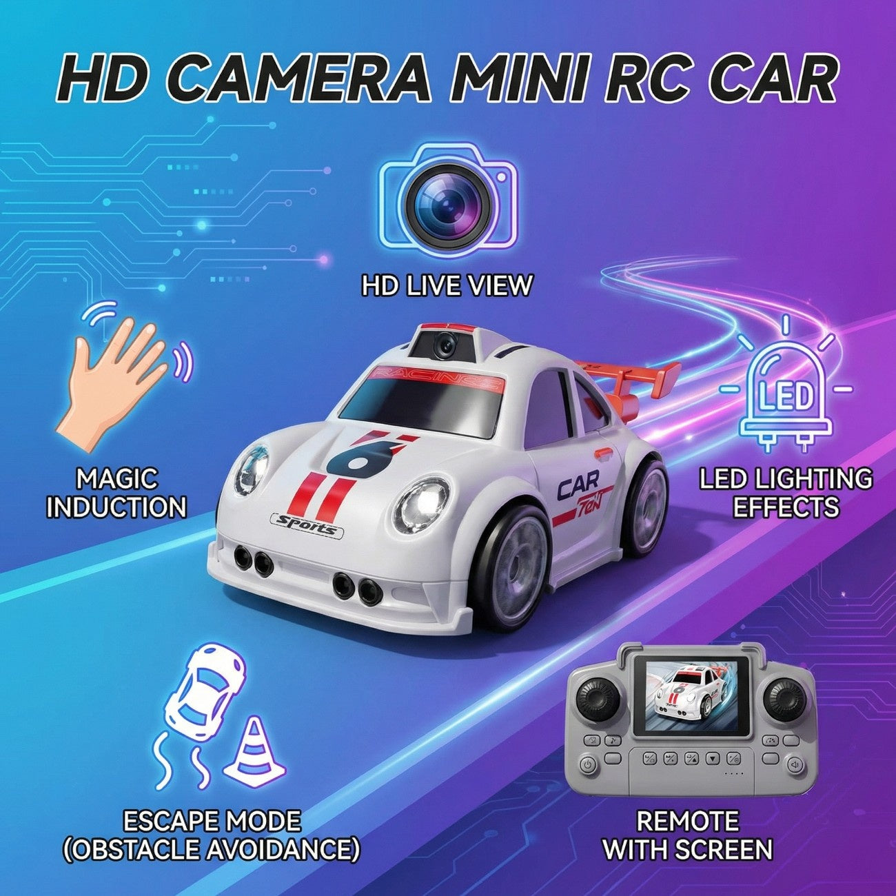 Mini RC Car Vehicle with Camera Remote & Induction Following Controlle ...