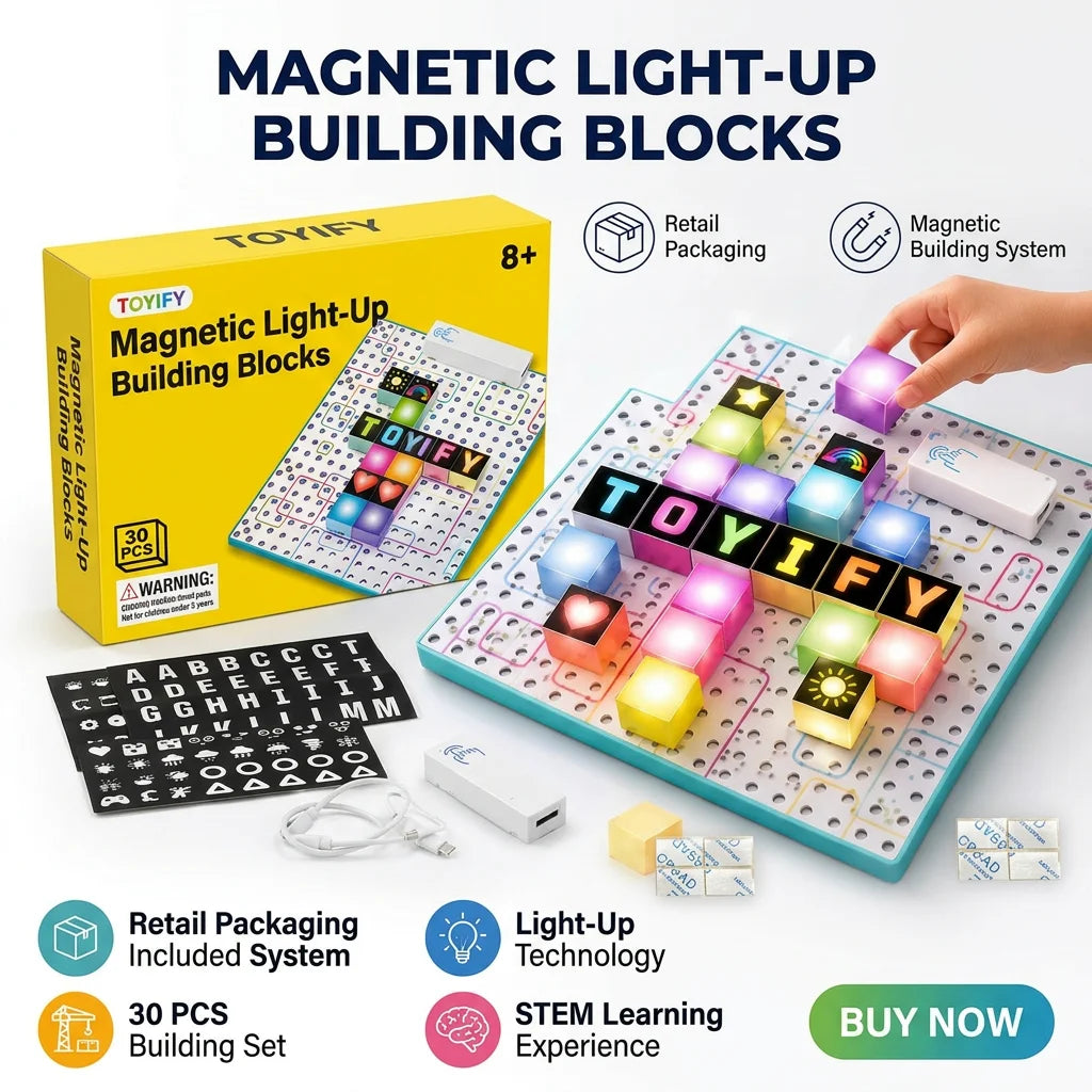 30Pcs Touch Light-Up Magnetic Building Blocks