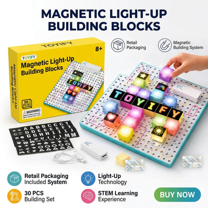 30Pcs Touch Light-Up Magnetic Building Blocks