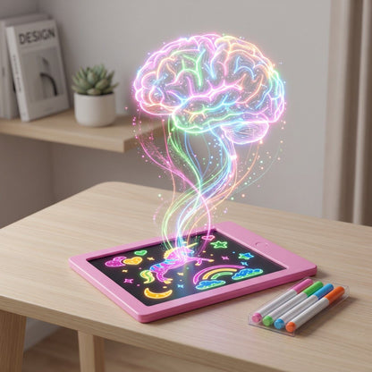 Creative Neon Colorful Light LCD Drawing Tablet 10.7" – Reusable Writing & Learning Pad for Kids