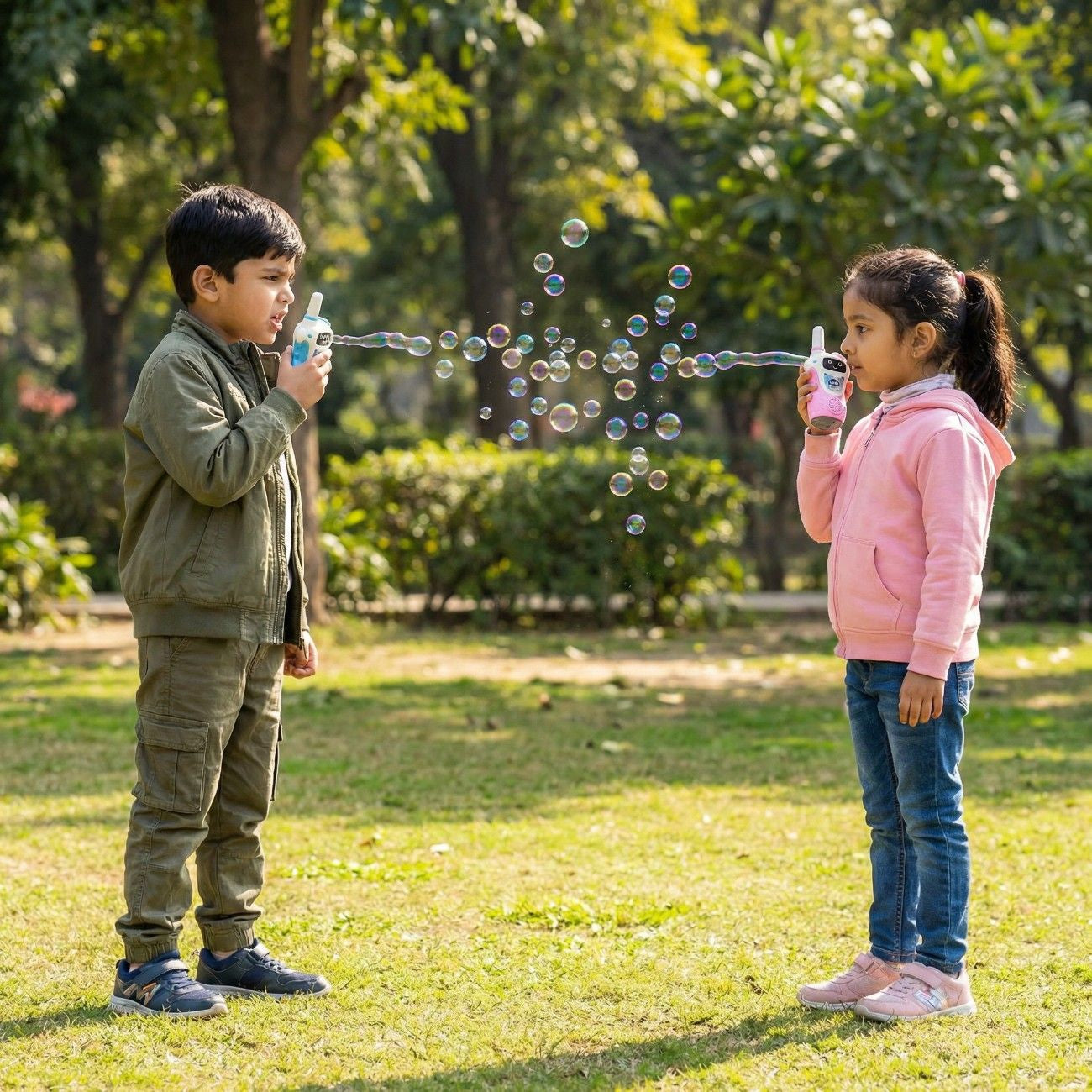 Kids Walkie Talkie Intercom – Two Way Radio with Bubble Machine