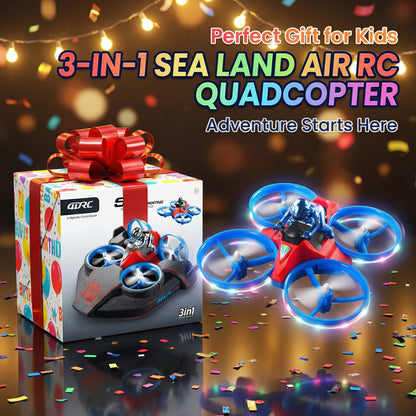 3-in-1 RC Quadcopter – Sea, Land & Air Remote Control Flying Vehicle