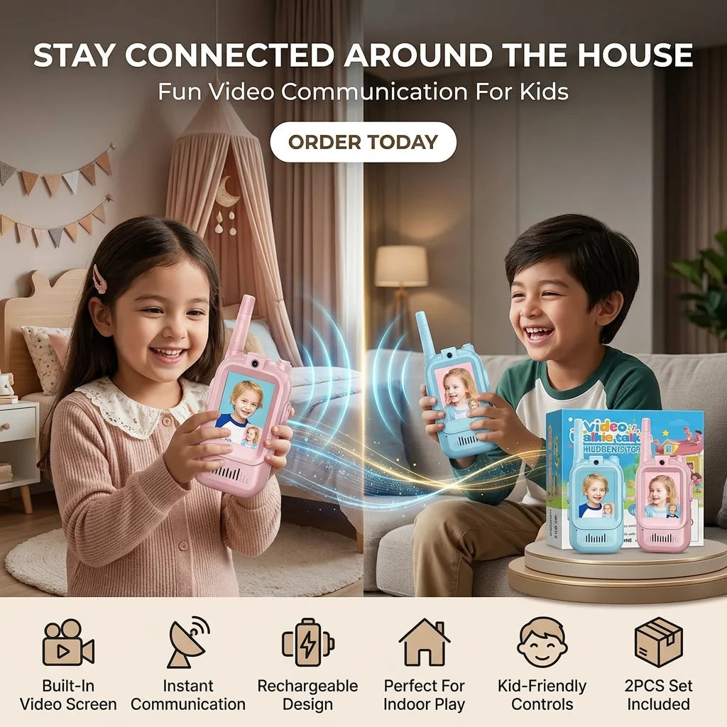 2Pcs Rechargeable Kids Video Walkie Talkie