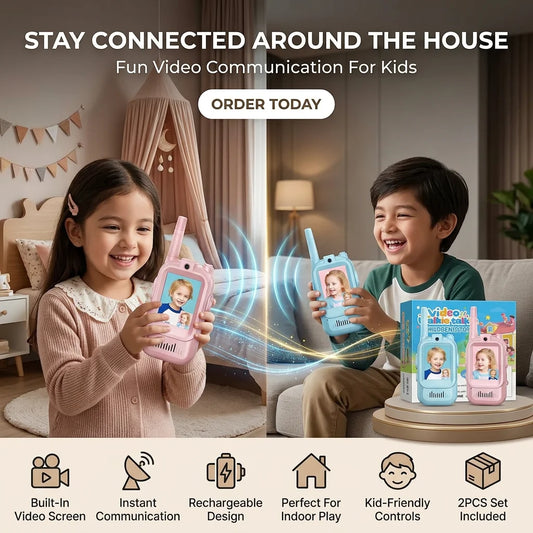 2Pcs Rechargeable Kids Video Walkie Talkie