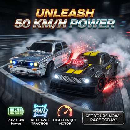 High Speed 50KM/H 1:16 4WD RC Drift Car with Gyro & LED Lights