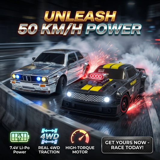 High Speed 50KM/H 1:16 4WD RC Drift Car with Gyro & LED Lights