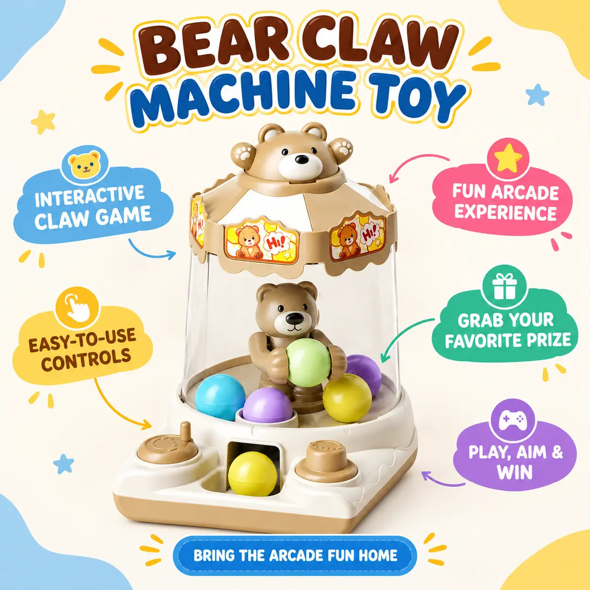 Bear Claw Machine Toy For Kids