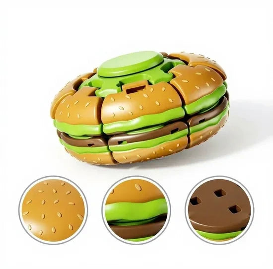 Burger Fidget Spinner Toy Sensory Stress Relief Desk Toy for Kids & Adults