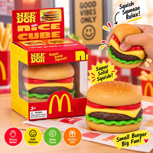 NeeDoh McDonalds Burger Squishy Toy with realistic layered burger design
