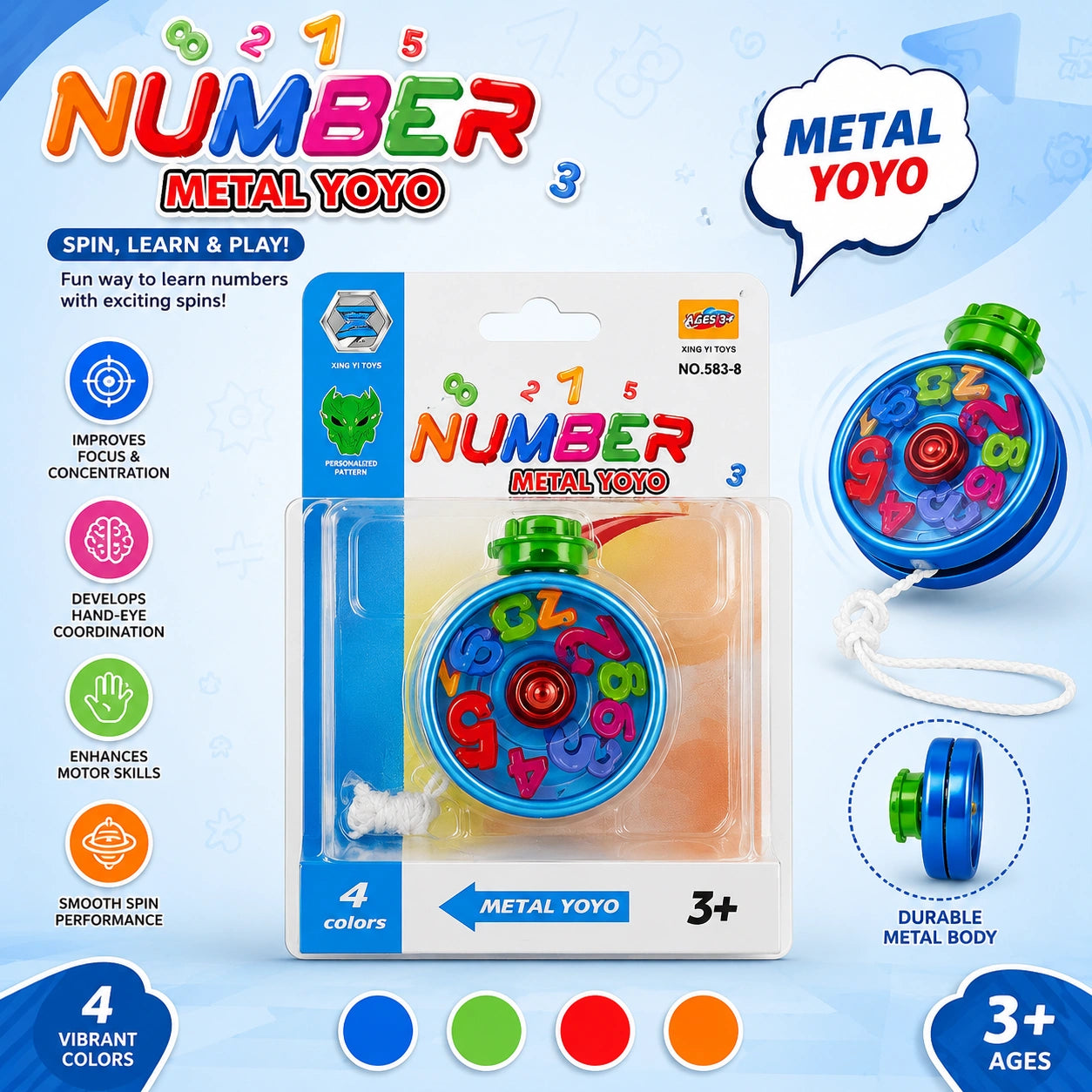 Number Metal Alloy YOYO Toy For Kids