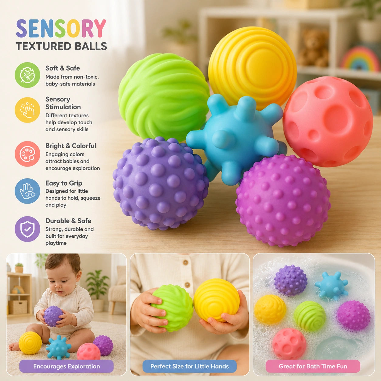 Baby Soft Squeeze Balls For Kids
