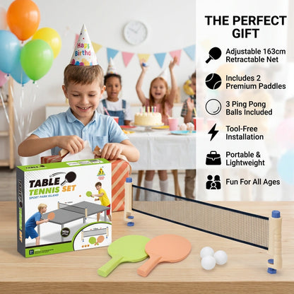 Portable Table Tennis Set with Adjustable Retractable Net