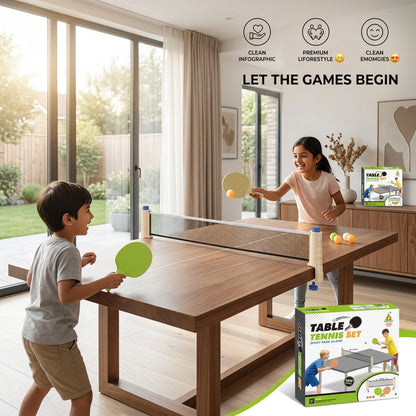 Portable Table Tennis Set with Adjustable Retractable Net