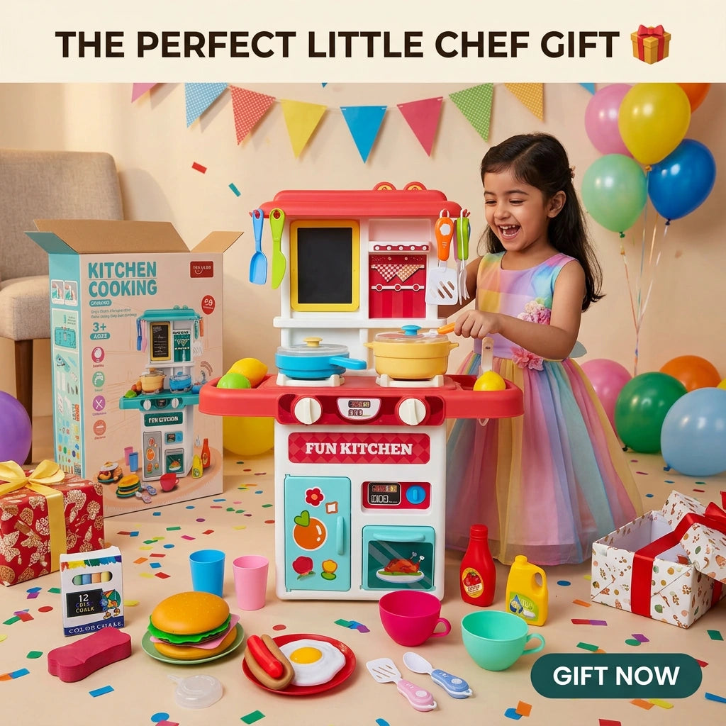 Toys Kitchen Cooking Set with Spray Effect – 50 Accessories Pretend Play Kitchen