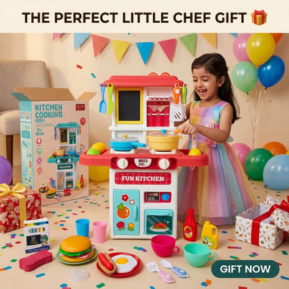 Toys Kitchen Cooking Set with Spray Effect – 50 Accessories Pretend Play Kitchen