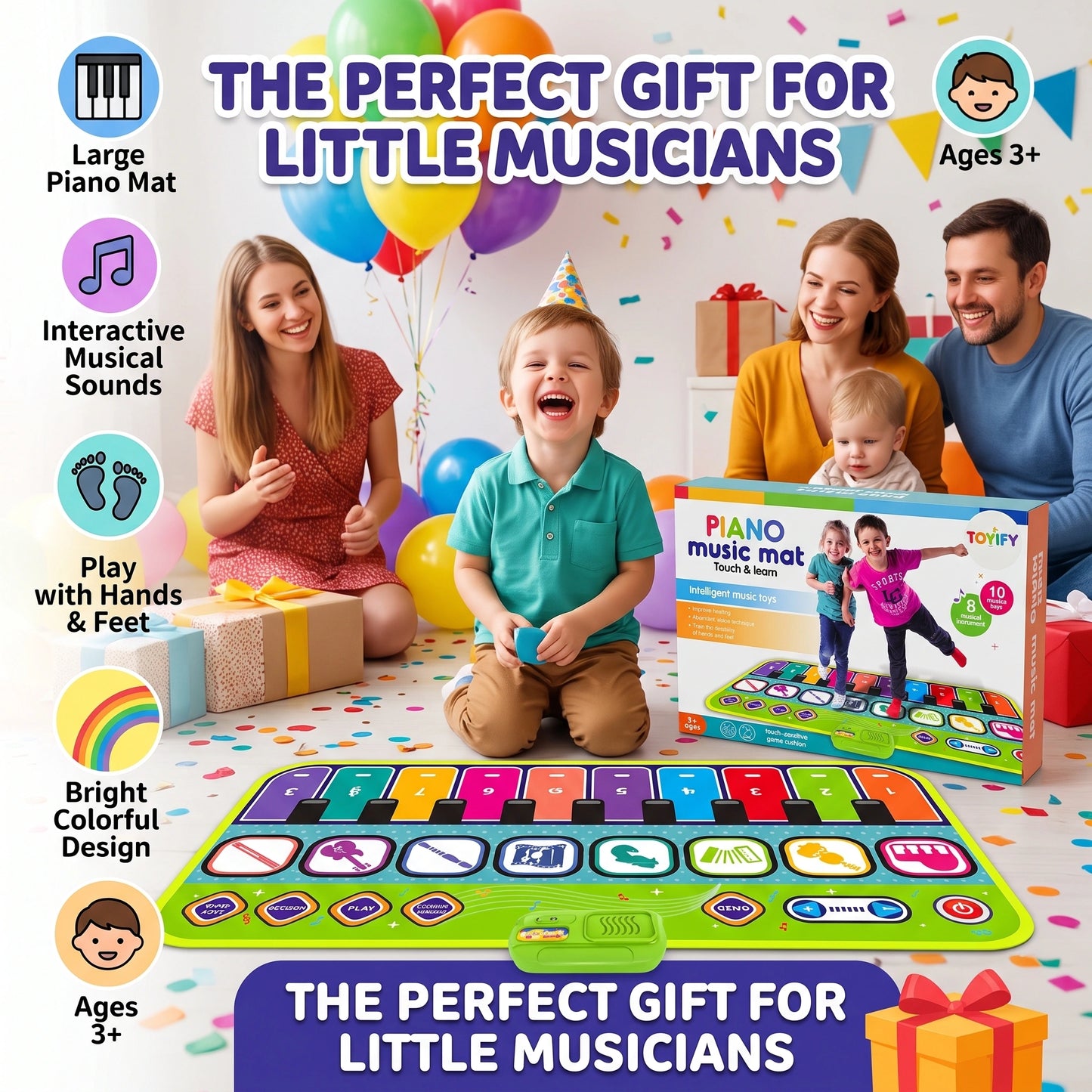Baby Musical Piano Mat – Touch & Learn Interactive Music Play Mat for Kids