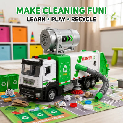 Kids Electric Garbage Truck with Cleaning Brush & Suction Hose