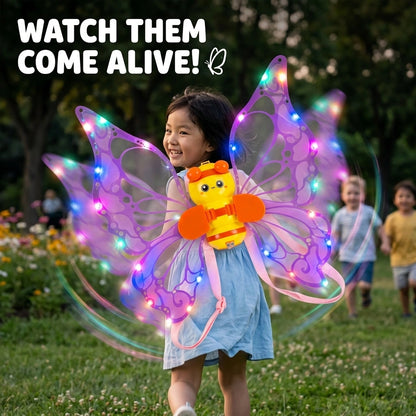 Fanning Bee Wings with Light – LED Glowing Fairy Wings Toy for Kids