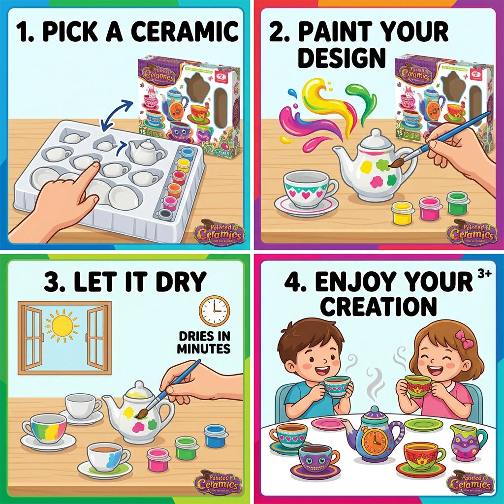 DIY Painted Ceramics Tea Set (15Pcs)