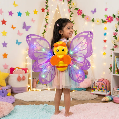 Fanning Bee Wings with Light – LED Glowing Fairy Wings Toy for Kids