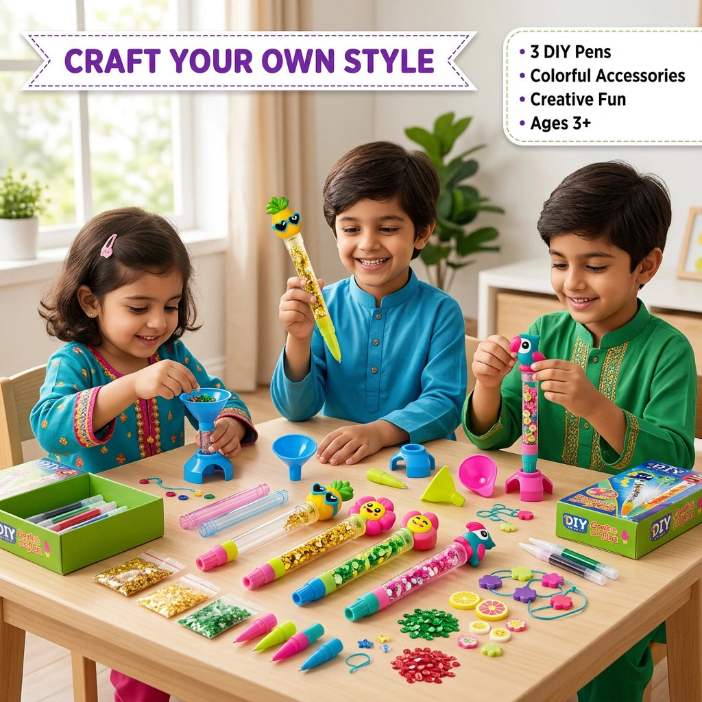 DIY Create Your Own Tropical Glitter Pen (3 pens)