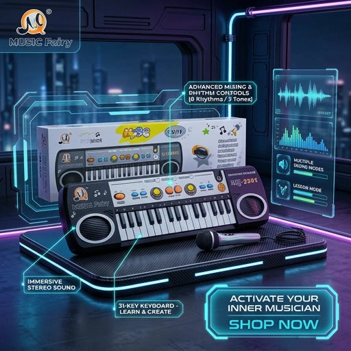 31 Keys Electronic Keyboard Piano 3 Tones 8 Rhythm Lesson Mode Piano Toy with Microphone